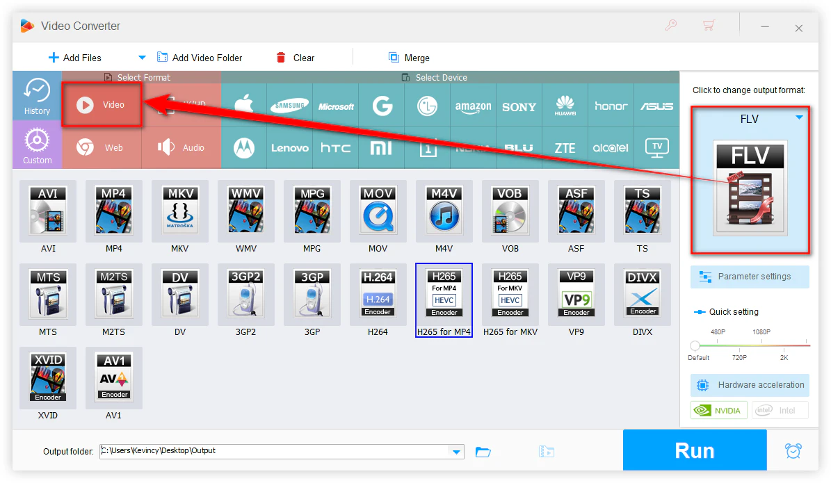 Select Output Format and Encoder