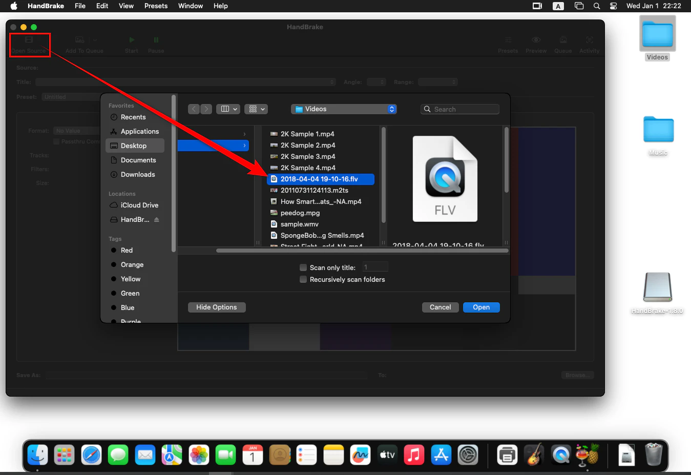 Add FLV to HandBrake for Mac