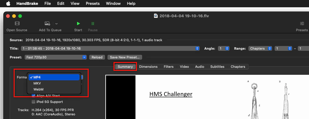 Choose MP4 as Export Format