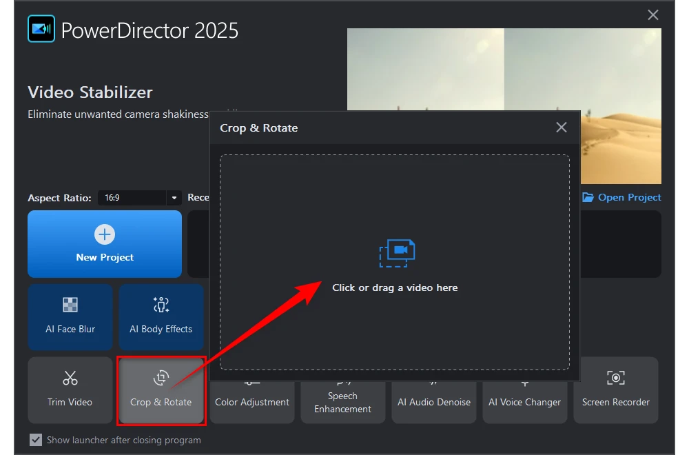 Import Video to New PowerDirector for Cropping