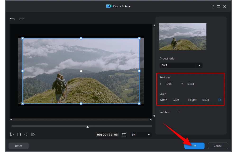 Preview & Adjust Cropping in PowerDirector