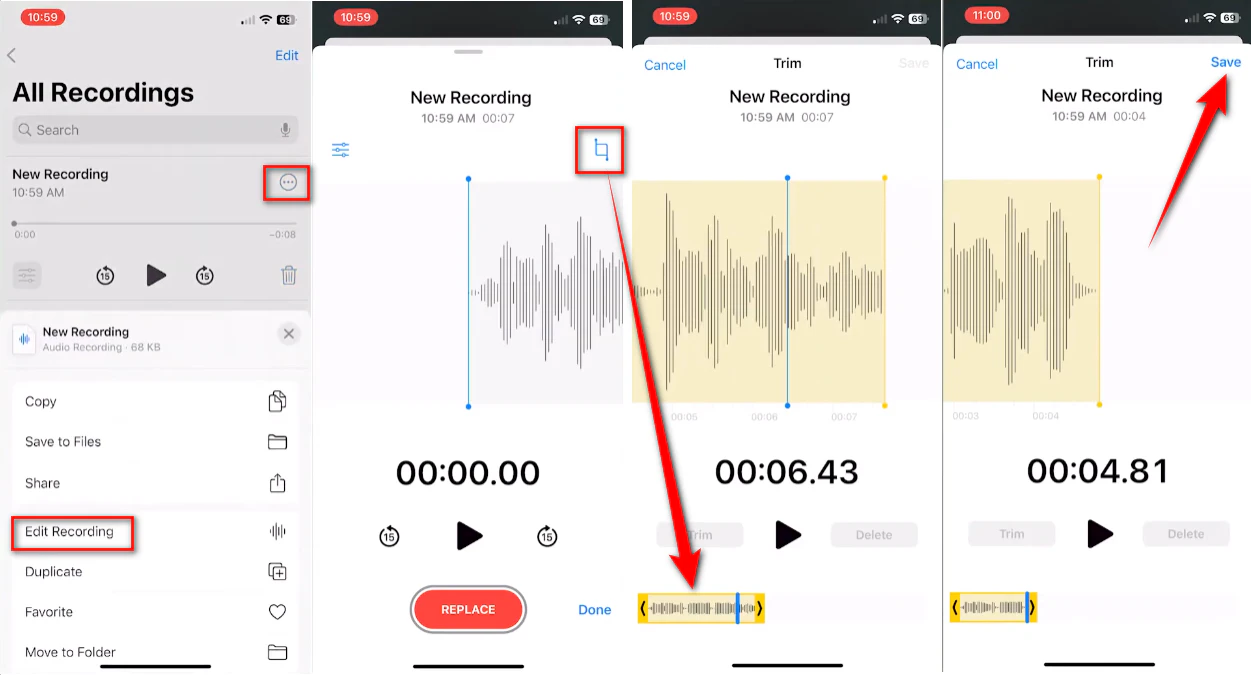 Shorten Voice Recordings on iOS Devices