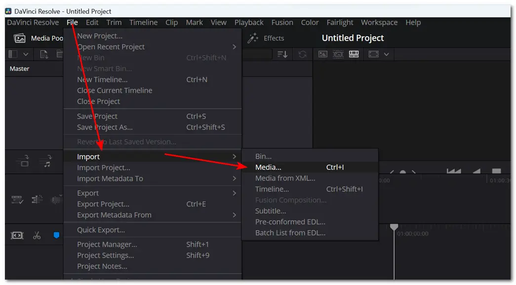 Import Video to DaVinci Resolve