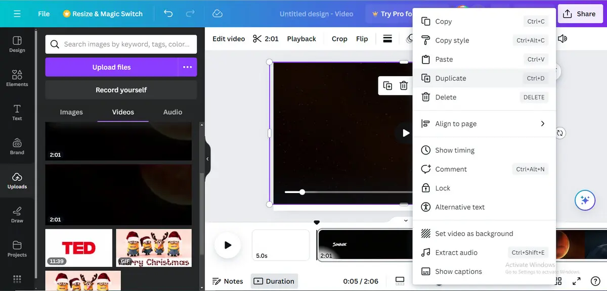 Screenshot of Canva Free Video Editor