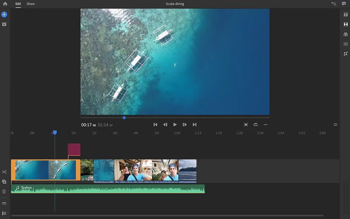 Screenshot of Adobe Premiere Rush