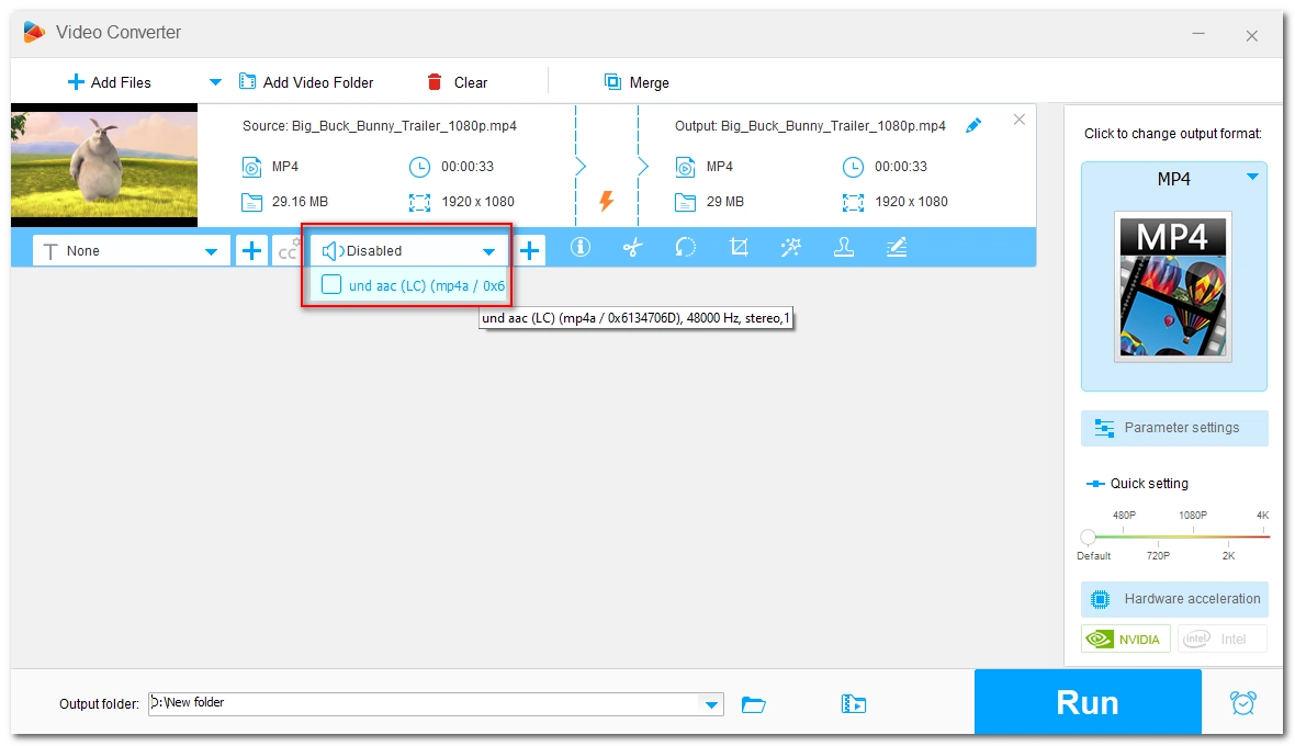 Disable Audio Track