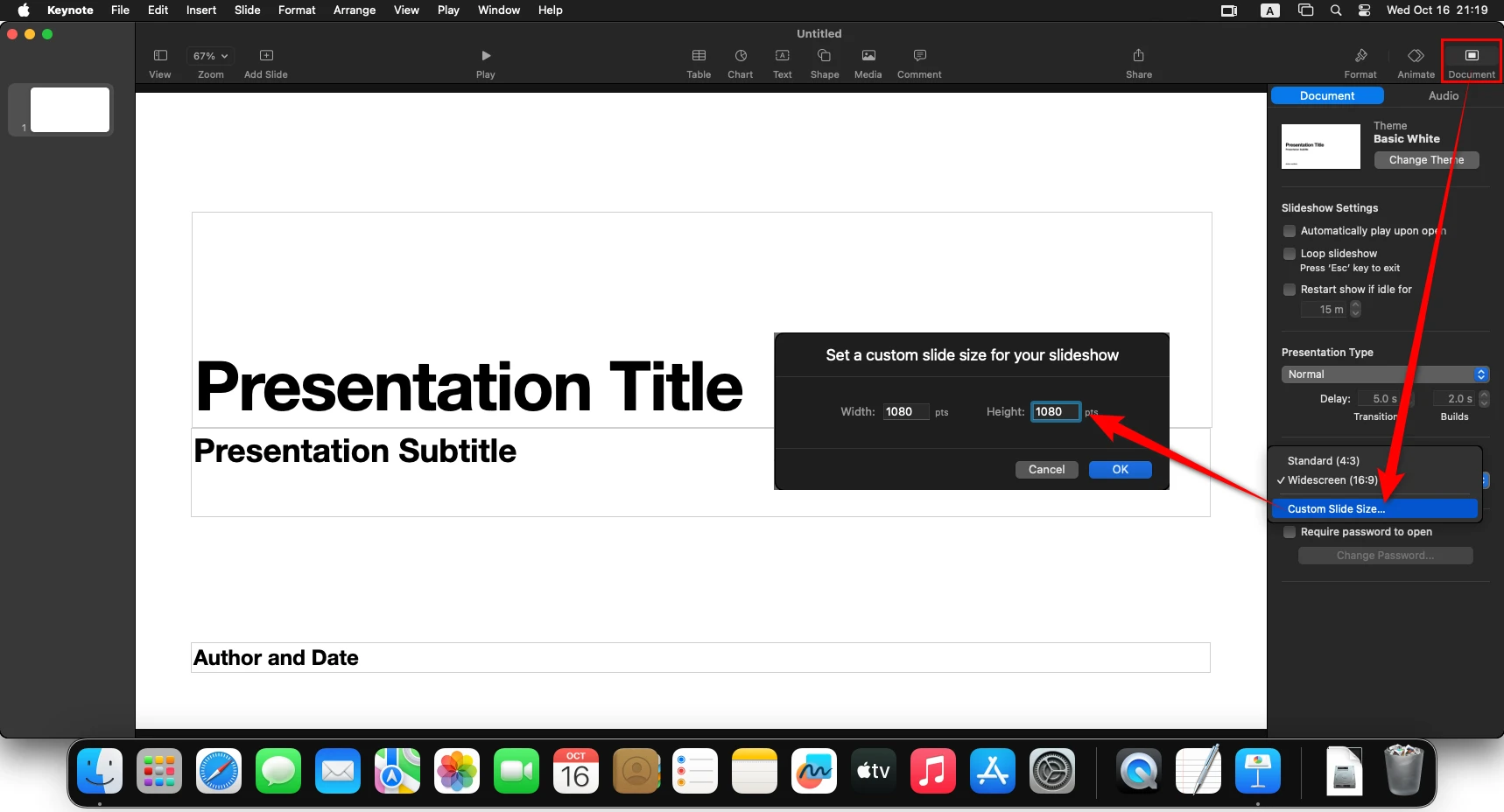 Create a New Presentation in Keynote