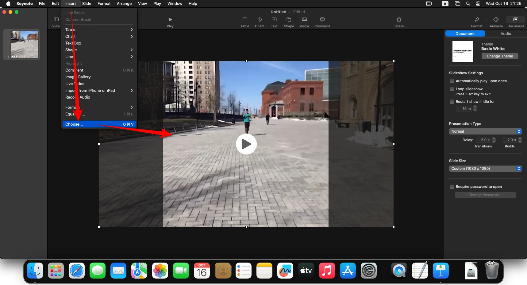 Insert a Video into Keynote Presentation