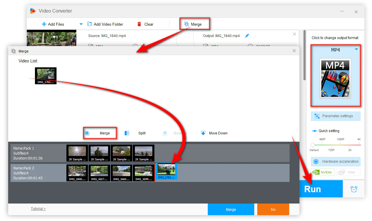 Merge MP4 Files Using Free HD Video Converter Factory