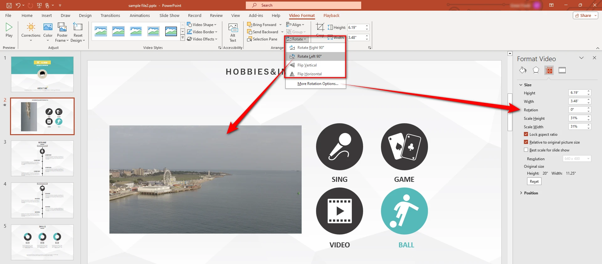 Rotate or Flip Video in PowerPoint