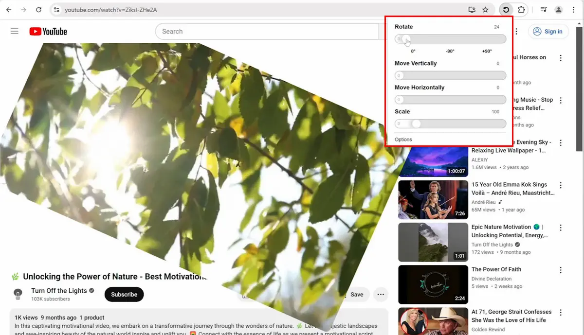 YouTube Video Rotate Browser Extension