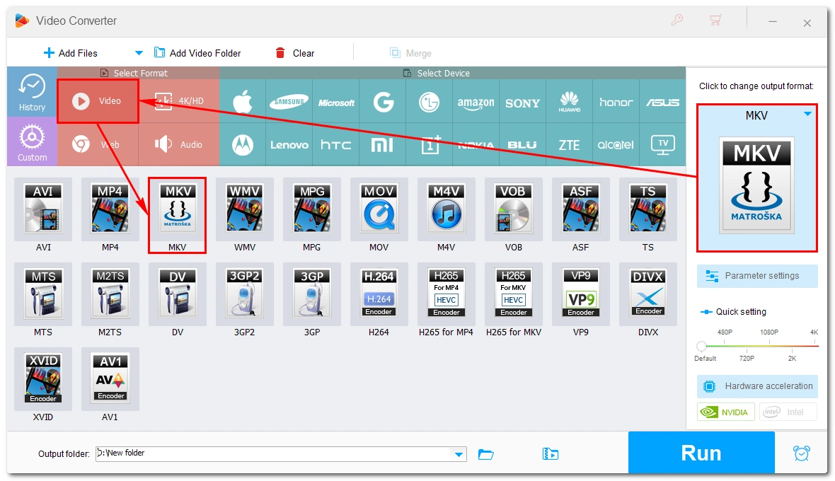 Select the Output Format