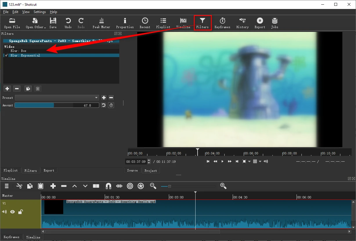 Shotcut Video Editor Blur Tool