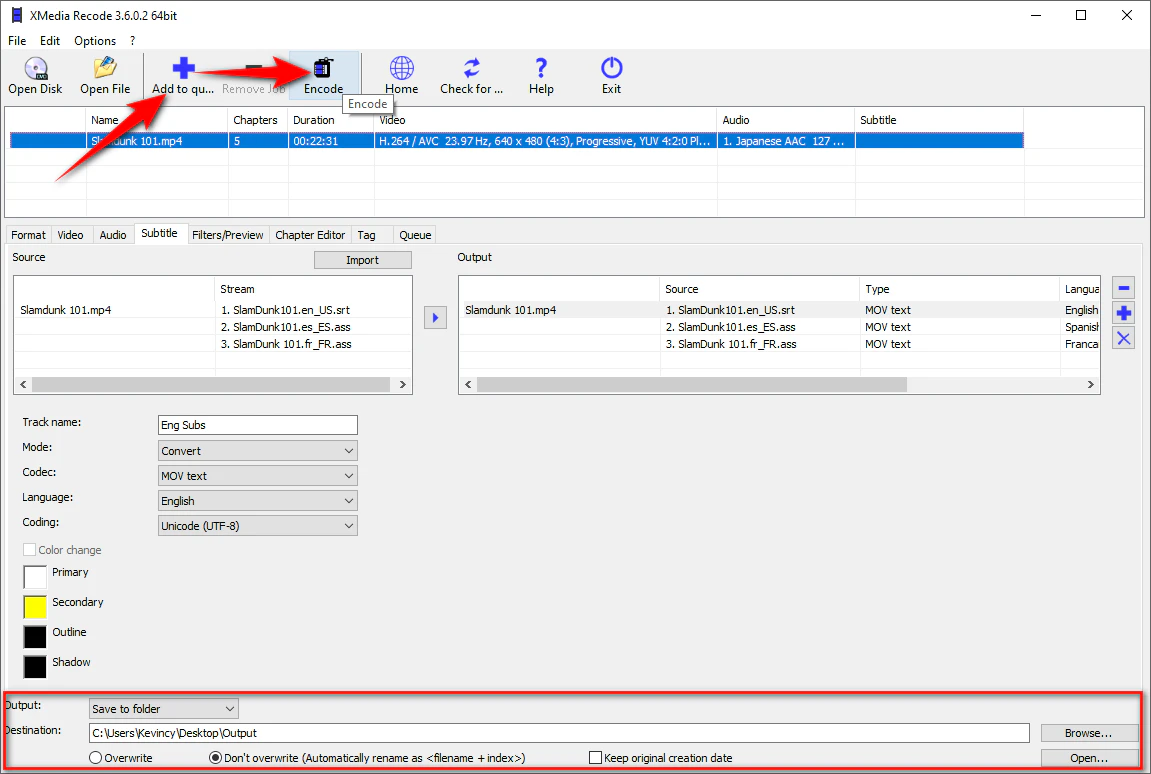 Start Adding Soft Subtitles Using XMedia Recode