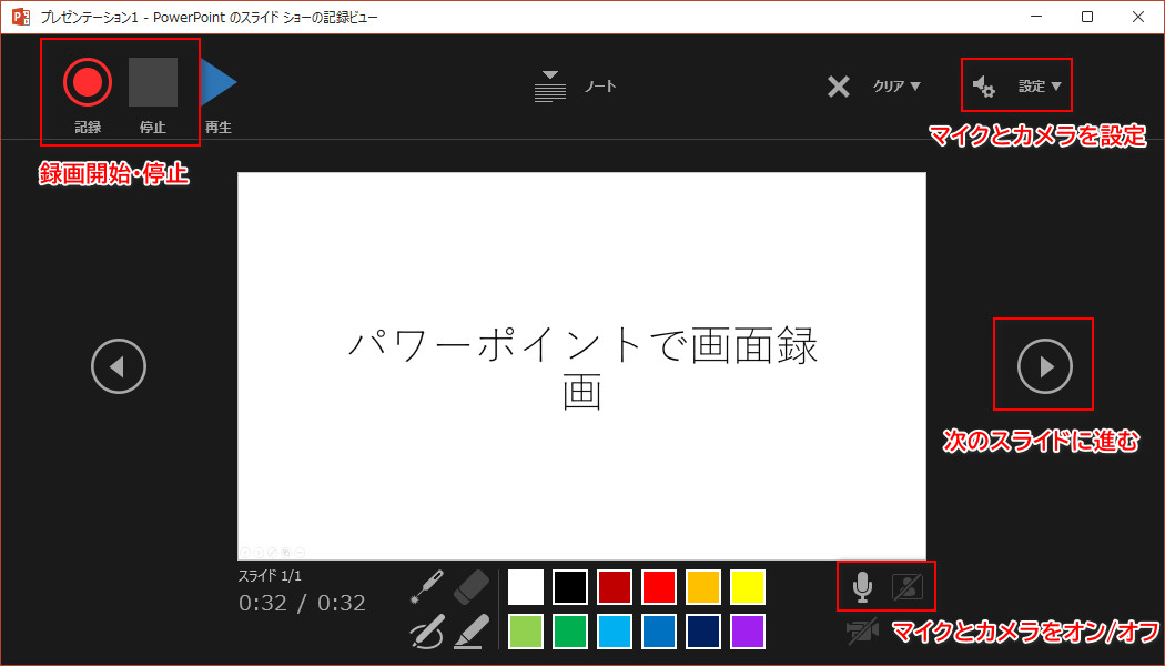 パワポでスライドショーを録画