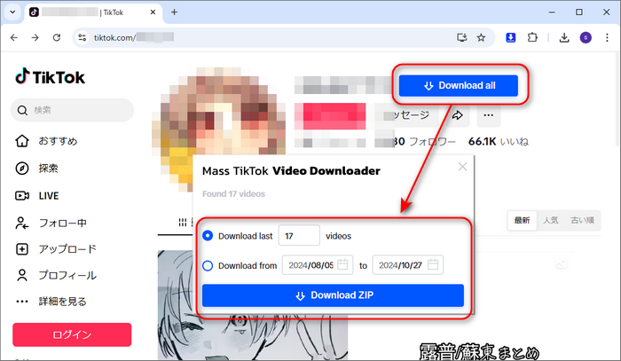 Chrome拡張機能でTikTok動画を一括ダウンロード