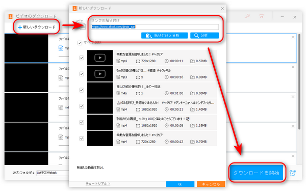 TikTok動画を一括ダウンロード