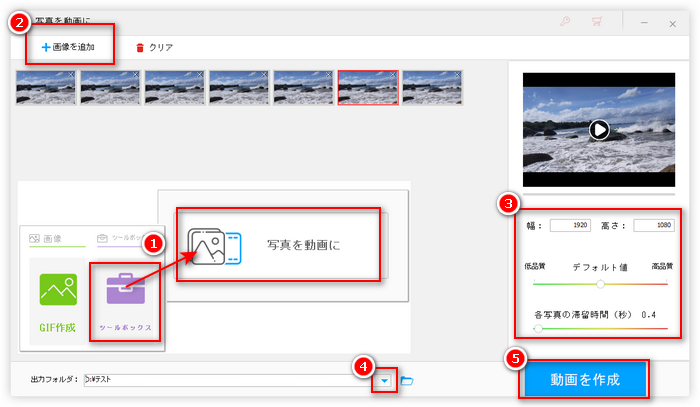 画像をアニメーション化して動画にする