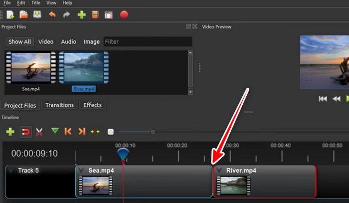 OpenShot Video Editor 動画を結合