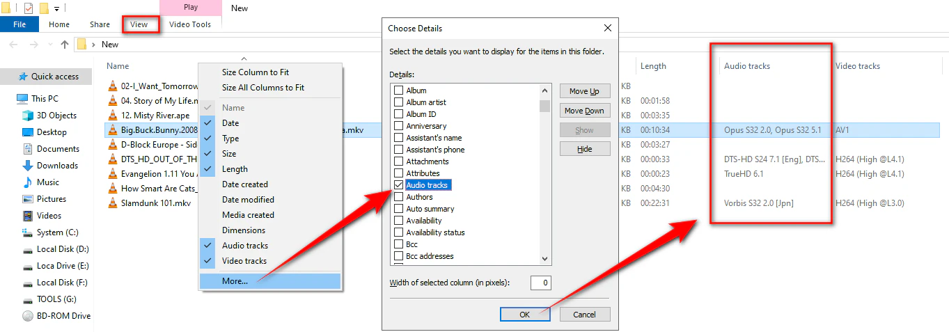 Add Codec Columns in File Explorer