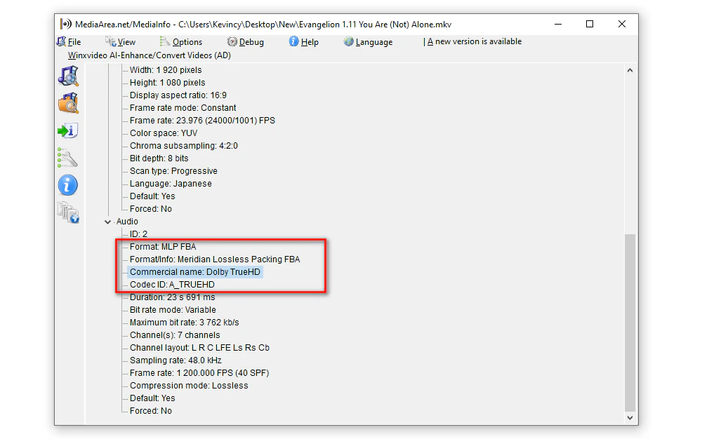 Use MediaInfo to Check Audio Codec