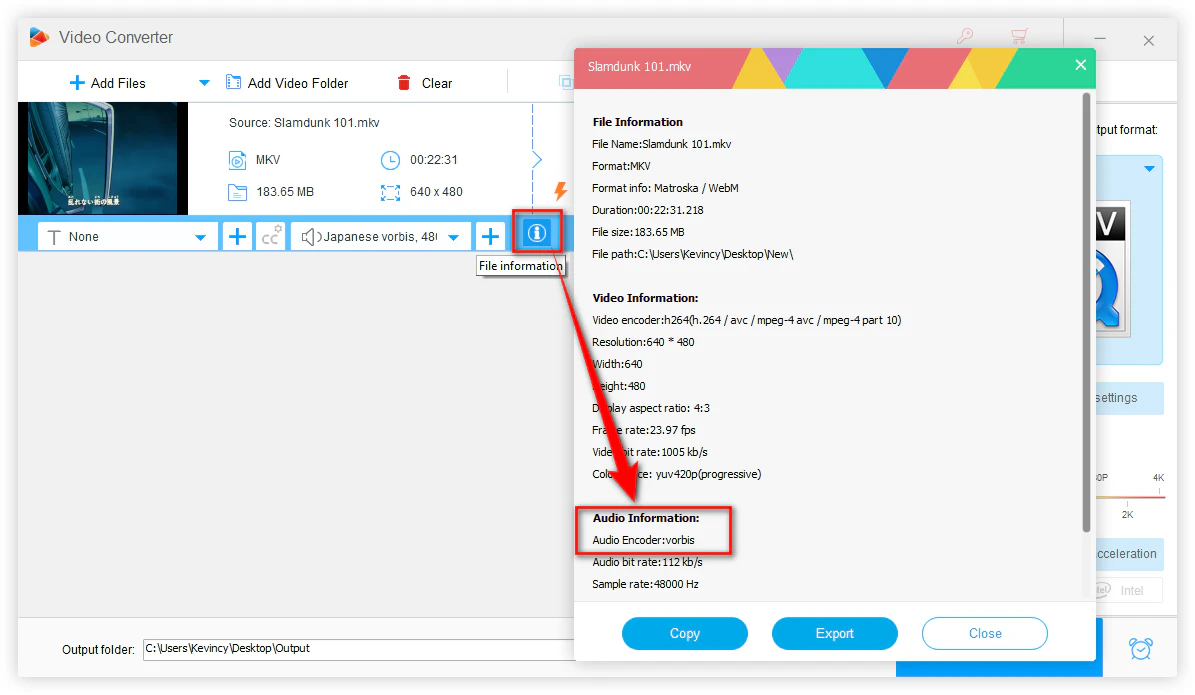 Open File Information Dialog Window