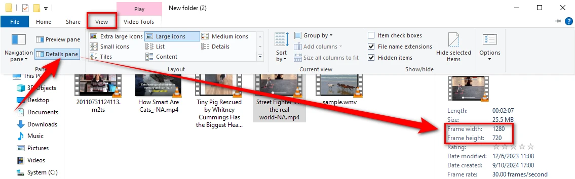 Video Resolution Check in Details Pane