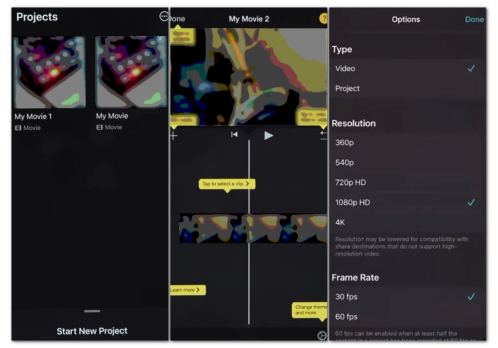 Compress iPhone video in iMovie