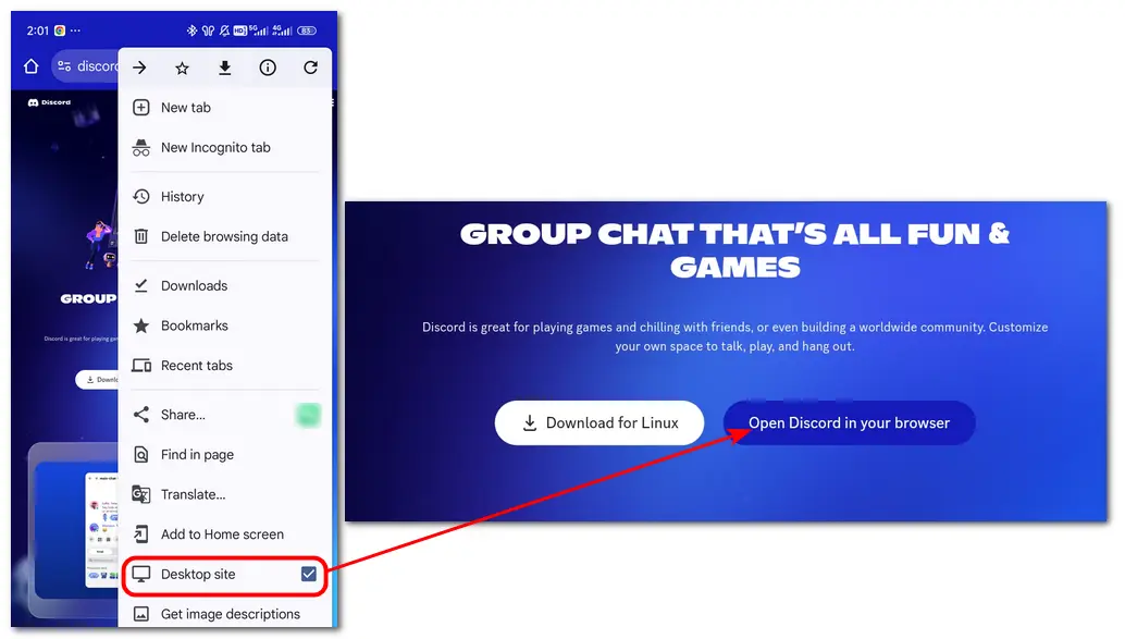 Log into Discord in the Browser