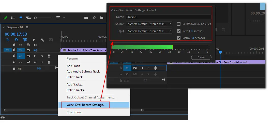 Select Audio Recording Device in PR