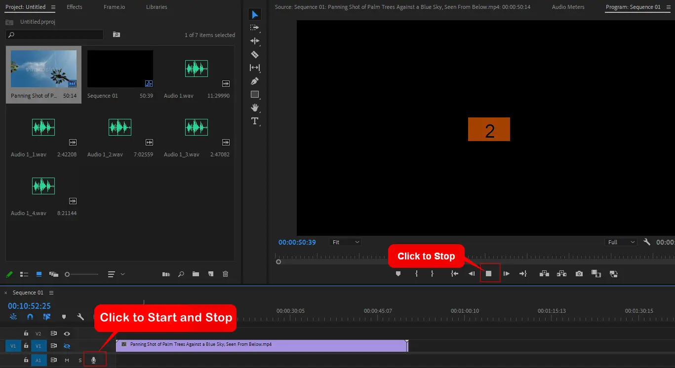 Start Recording Audio on Premiere Pro