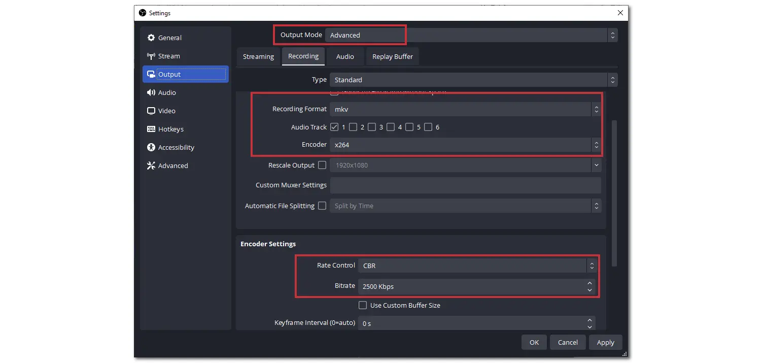 Adjust OBS Recording Settings