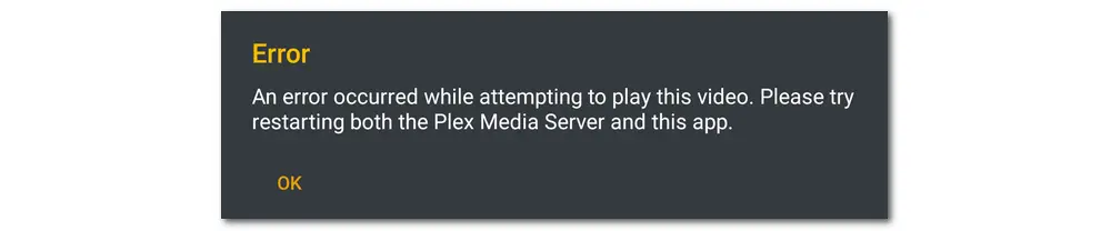 An Error Occurred While Attempting to Play Video