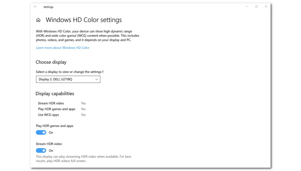 Activate HDR in Windows 10