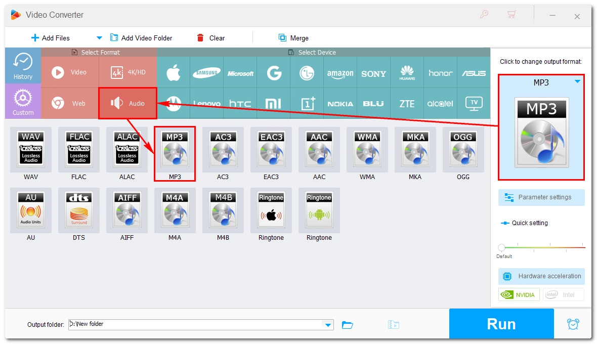 Select an Output Format