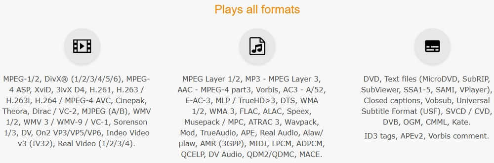 VLC Supported Formats