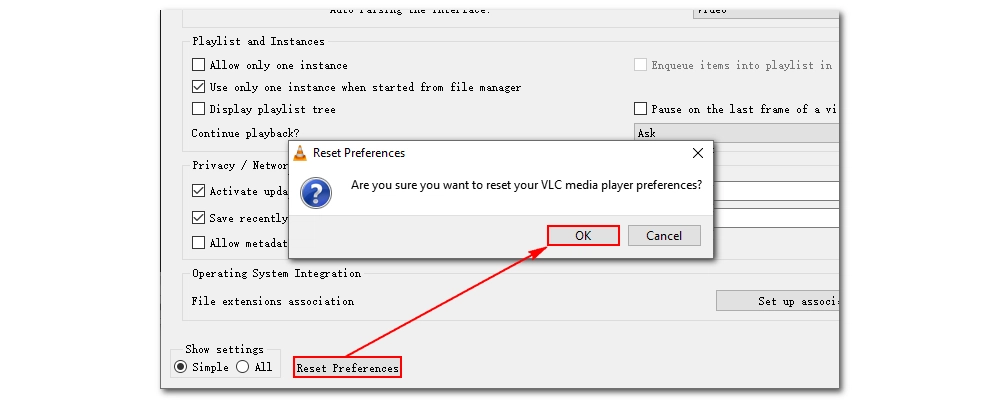 Reset VLC Preferences