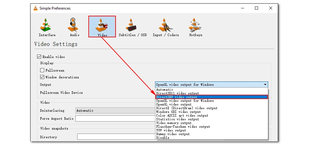 Change Video Output