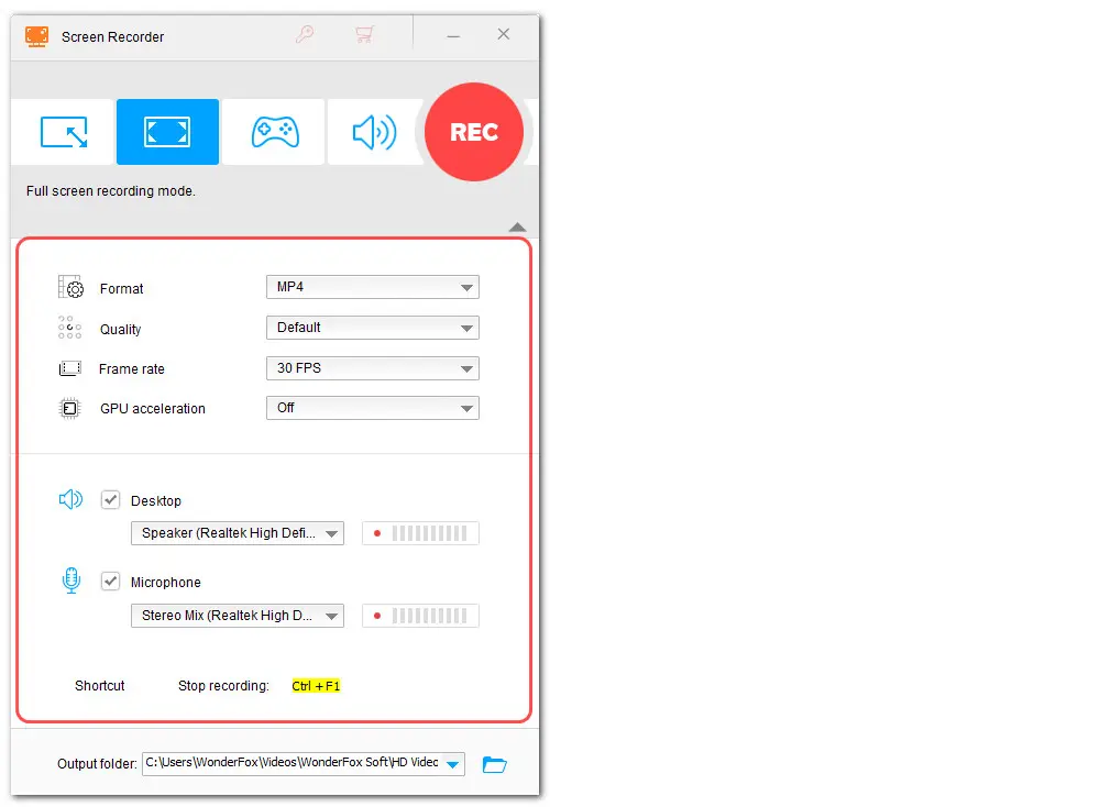 Adjust WonderFox Recording Settings