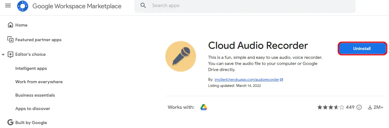 Cloud Audio Recorder Widget