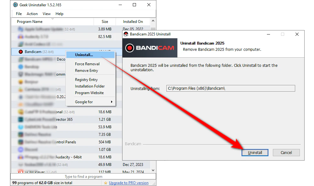 Uninstall Bandicam Completely