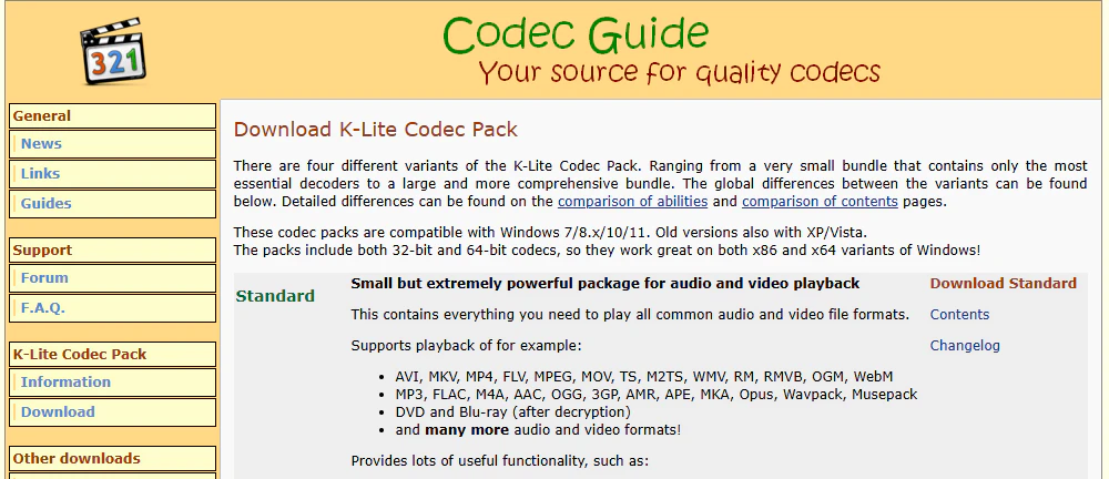 Download and Install K-Lite Codec Pack