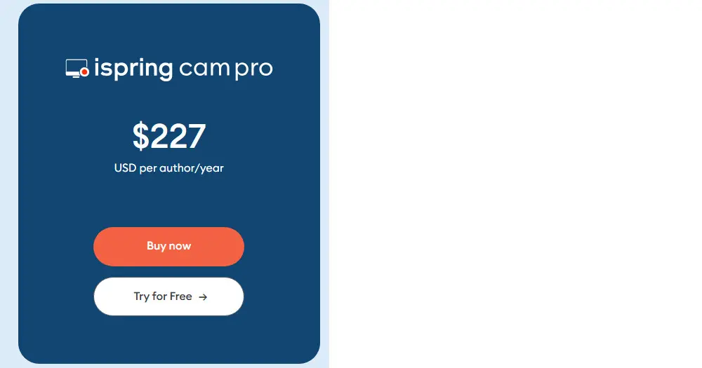 Cam Pro Pricing Plan Screenshot