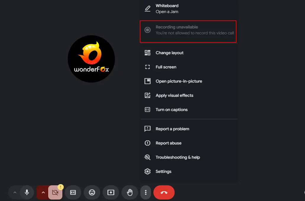 Recording Unavailable Google Meet