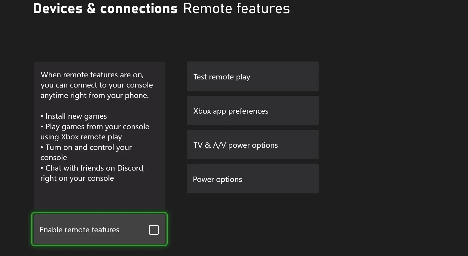 Enable Remote Features