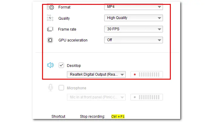 Adjust Recording Settings