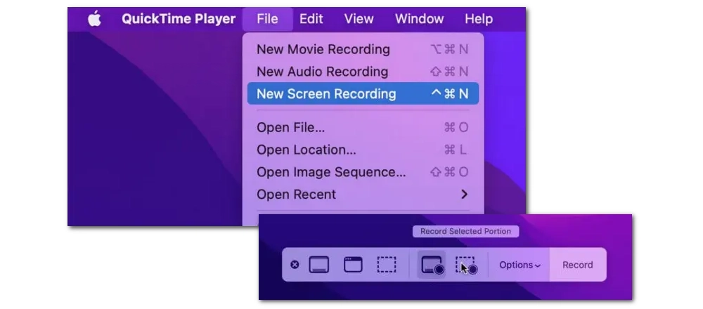 Start a New Recording with QuickTime