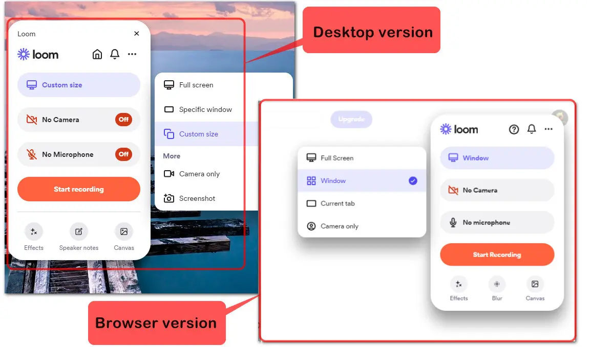 Loom Recorder Interface Comparison