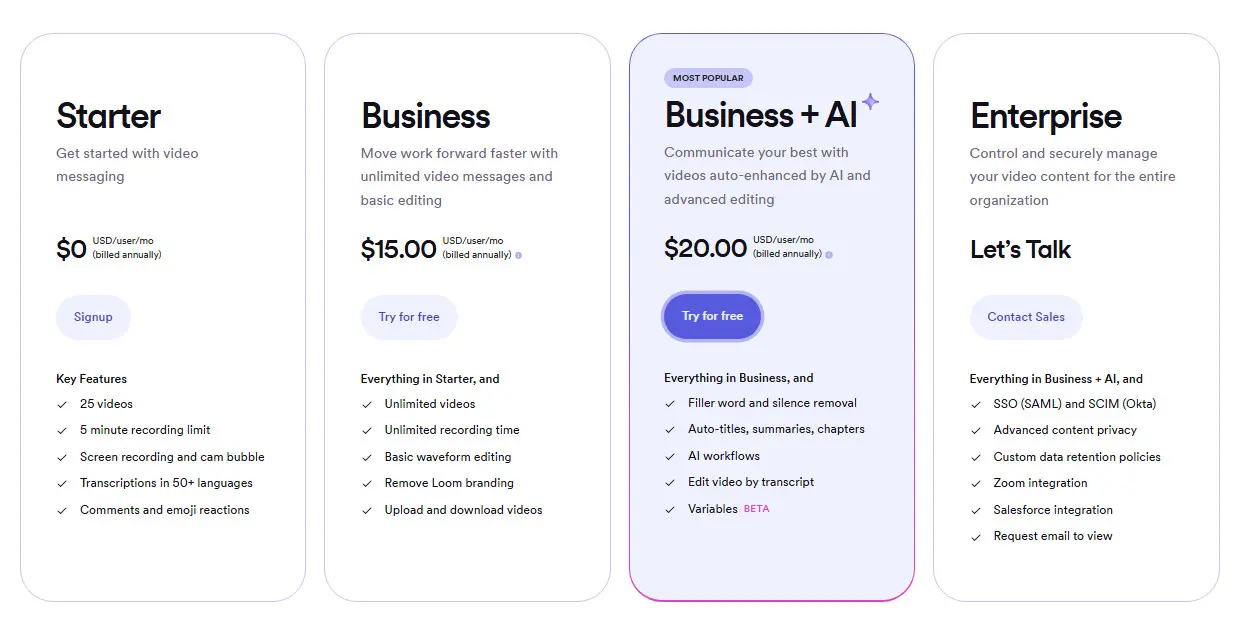 Loom Pricing Plans