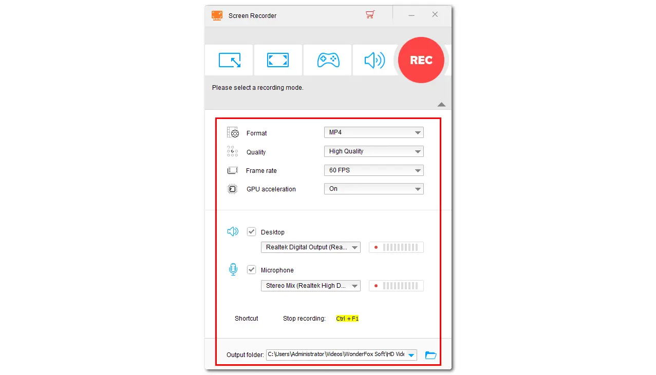 Modify Recording Settings